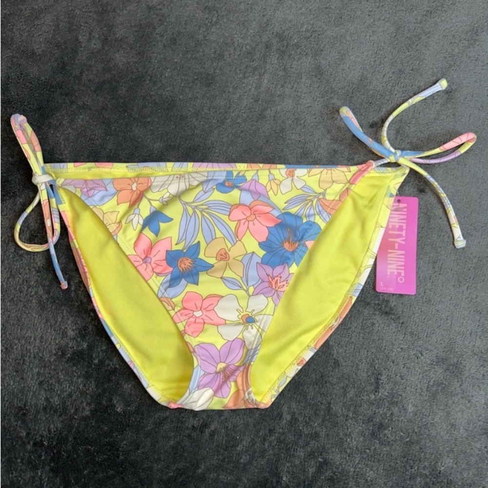 NWT Ninety-Nine Waikiki side tie hipster Bikini Bottoms in Large - Picture 2 of 4